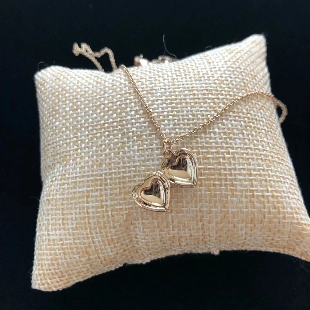 Shiny Gold‎ Tone Little Girls Heart Locket Necklace 12”-16” Delicate Wedding